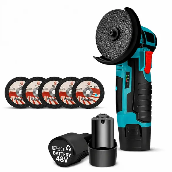 Mini Polizor unghiular portabil cu 1 sau 2 acumulatori 24V, 5 discuri incluse