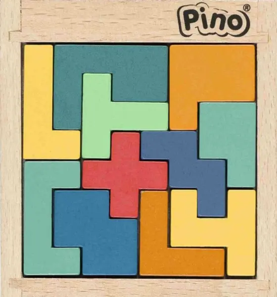 Mini Puzzle din lemn Pino, 11 piese, culori pastelate