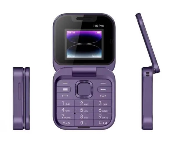 Mini telefon mobil pliabil cu clapa radio FM lista neagra vocala apelare rapida cu vibratii 2 cartele SIM ecran mic