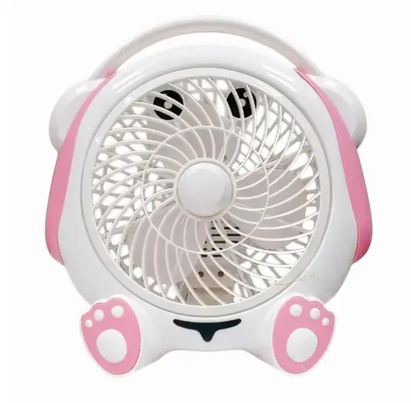Mini ventilator cu fir model URSULET pentru birou portabil ALB ROZ