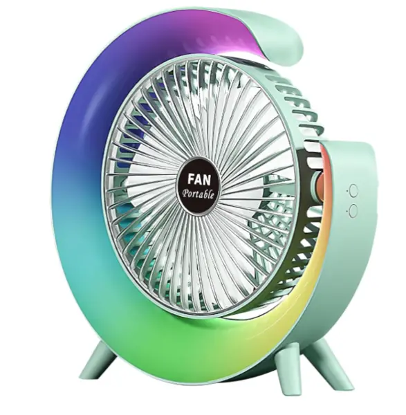 Mini ventilator de birou rotund cu LED RGB