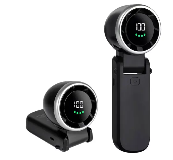 Mini Ventilator premium 6 trepte de viteza cu display LED portabil alimentare Type C NEGRU