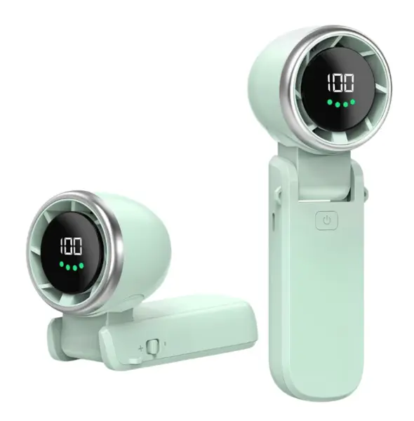 Mini Ventilator premium 6 trepte de viteza cu display LED portabil alimentare Type C VERDE