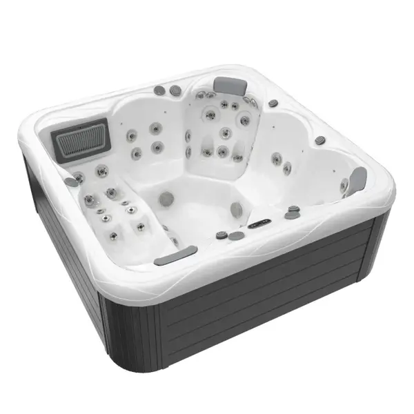 Minipiscina, alb-lucios, cu led si sistem audio 6 persoane, 215 x 215-cm, Wellis Venus