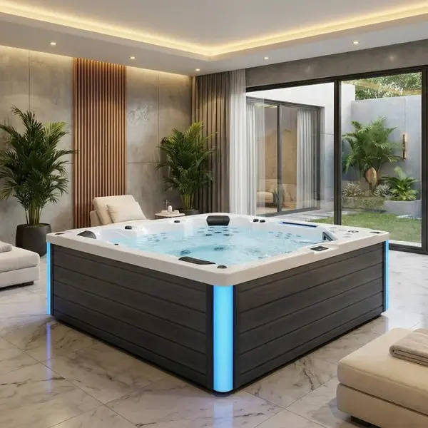 Minipiscina jacuzzi, 6 persoane, 100 de jeturi, sterling silver, cu sistem audio MyMusic 2.0, suport pentru tableta, iluminare laterala, Avatar Cinema