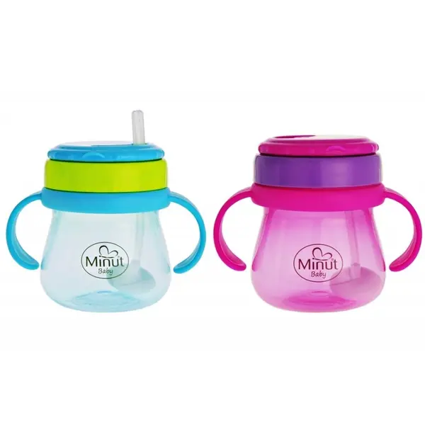 Minut Baby Cana anticurgere cu pai si capac 6+ luni (MIN2018011) 250 ml