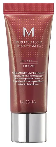 Missha BB cremă de față , №26 Natural caramel, SPF42, 20 ml