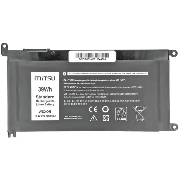 Mitsu Baterie de laptop MITSU BC/DE-17H, pentru Dell, 3400 mAh, 39 Wh, 11,4 Volti, 4 celule, Li-Ion