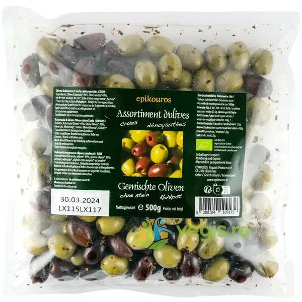 Mix de Masline Crude fara Samburi Ecologic/Bio 500g