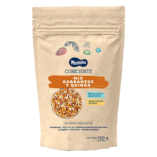 Mix de naut arahide migdale si quinoa invelita in ciocolata, 150g, Manitoba
