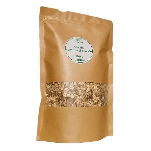 Mix de seminte si cereale - seminte de in, dovleac, florare soarelui si fulgi de ovaz 750 gr. Nucim