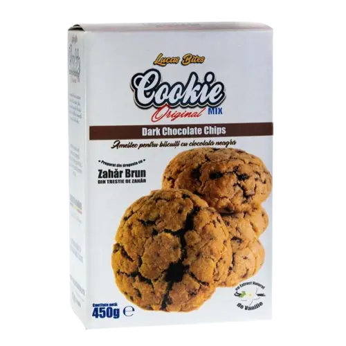 Mix pentru biscuiti cu ciocolata neagra Dark Chocolate Chip, 450g, Lucas Bites