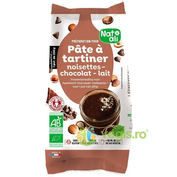 Mix pentru Crema Tartinabila Alune si Ciocolata cu Lapte Ecologica/Bio 170g
