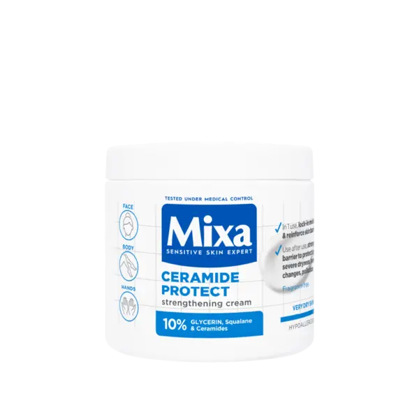 Mixa Ceramide Protect crema multifunctionala pentru a intari bariera protectoare pentru pielea foarte uscata Volum 400 ml