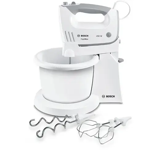 Mixer cu bol BOSCH MFQ36460, 450W, 5 viteze + Turbo (Alb-Gri)