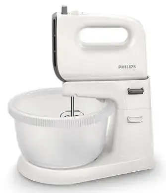 Mixer cu bol Philips HR3745/00, 450W, 5 viteze, 3L (Alb)