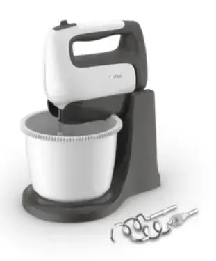 Mixer de mana cu bol TEFAL HT464138, 500 W, 5 Trepte de viteza, Functie Turbo, 2.5 L (Alb/Negru)