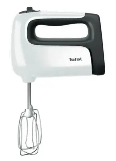 Mixer de mana TEFAL Prep'Mix HT462138, 500 W, 5 viteze, Functie Turbo, 2 Accesorii pentru aluat, 2 Teluri (Alb/Negru)