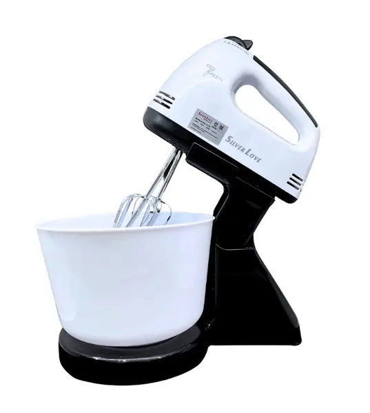 Mixer electric cu bol plastic MM 133B putere 300W cu 4 accesorii si 7 viteze