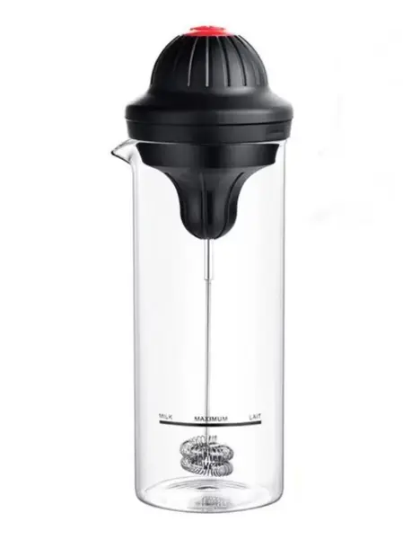 Mixer spumant de lapte pentru cafea cu recipient negru