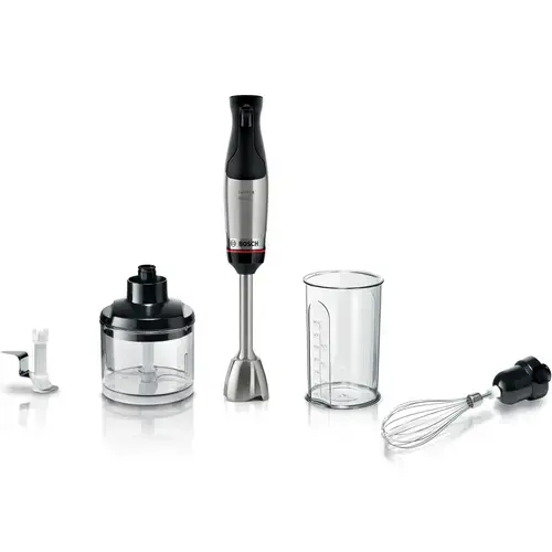 Mixer vertical Bosch ErgoMaster MSM6M622, 1000 W, Inox, minitocator,vas gradat, tel, cutit QuattroBlade System Pro cu 4 laturi, Negru/Argintiu