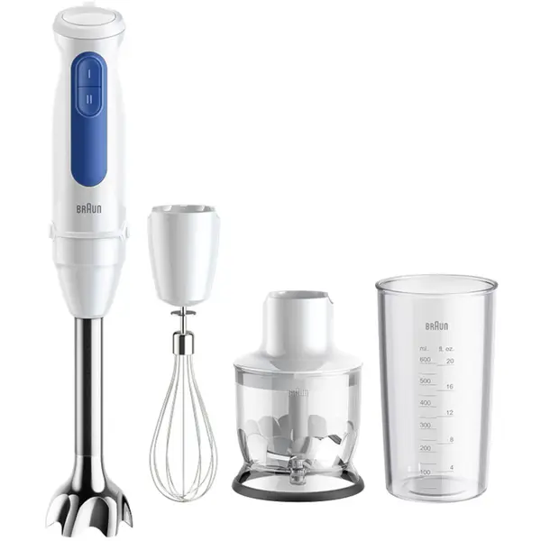 Mixer vertical Braun MQ30202, 900 W, Tocator 350 ml, Tel, Pahar gradat 600 ml, SplashControl, Alb