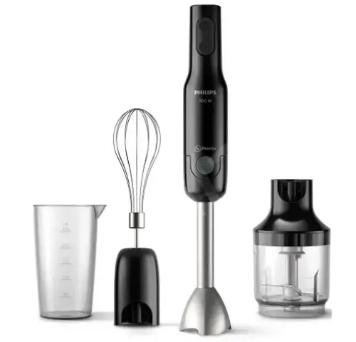 Mixer Vertical Philips ProMix Daily Collection HR2543/90, 700 W, 2 Cutite, tocator, Tel, Turbo speed (Negru/Argintiu)