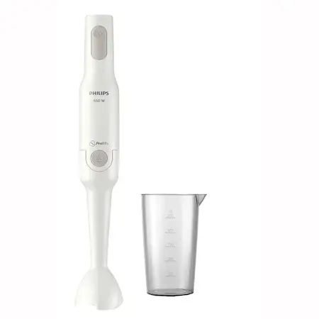 Mixer vertical Philips ProMix HR2531/00, 650 W, 1 setare viteza, cana si lama S incluse, Alb