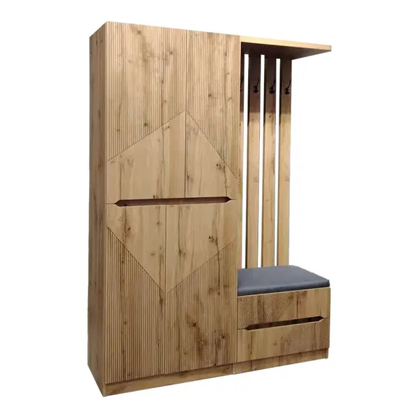 Mobilier de intrare Zomie, Lemn de Stejar, 131x41x180 cm