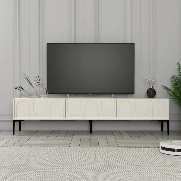 Mobilier Lyon 42, Cream Black - White Black, 180x35 cm
