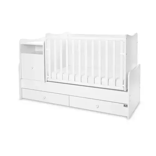 Mobilier multifunctional Lorelli Trend Plus Trio White, 167 x 72 x 105 cm, transformabil in 2 variante, sistem leganare, grilaj culisant si detasabil, Alb
