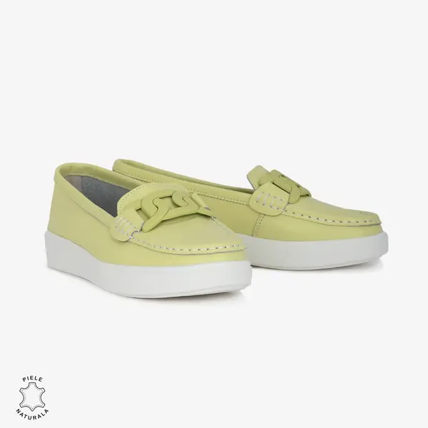 Mocasini Dama Piele Naturala cu talpa plata CRL0206 GALBEN