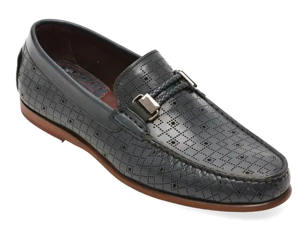 Mocasini eleganti MARCO ZENETI bleumarin, 48251, din piele naturala