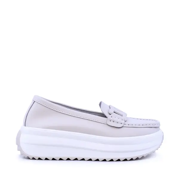 Mocasini femei Benvenuti din piele bej cu accesoriu deco 1941DM026BE