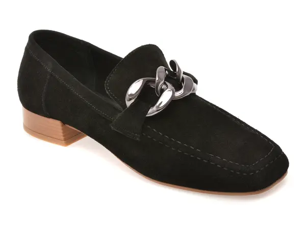 Mocasini GOLD DEER negri, 4534023, din piele intoarsa