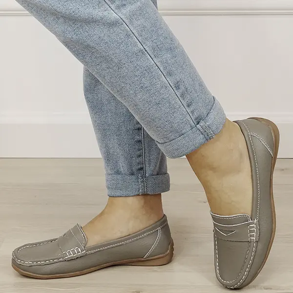 Mocasini gri din piele naturala 5128 M4