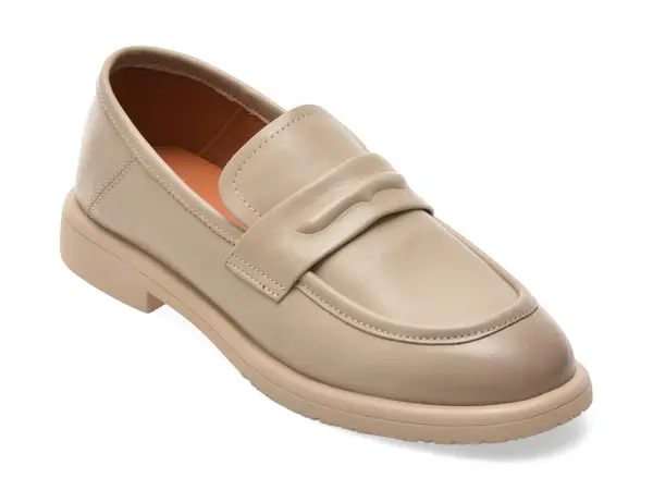 Mocasini IMAGE bej, D380, din piele naturala