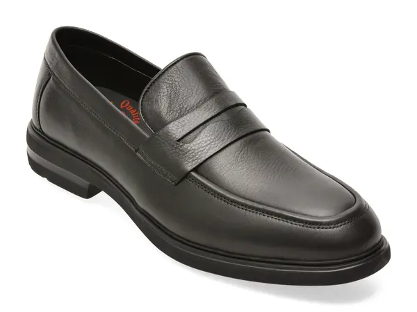 Mocasini OTTER negri, E1811, din piele naturala