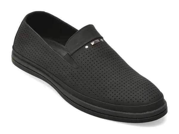 Mocasini OTTER negri, J260015, din piele naturala