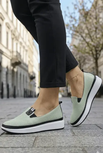 Mocasini Sport din Piele Verde - LESY MINT