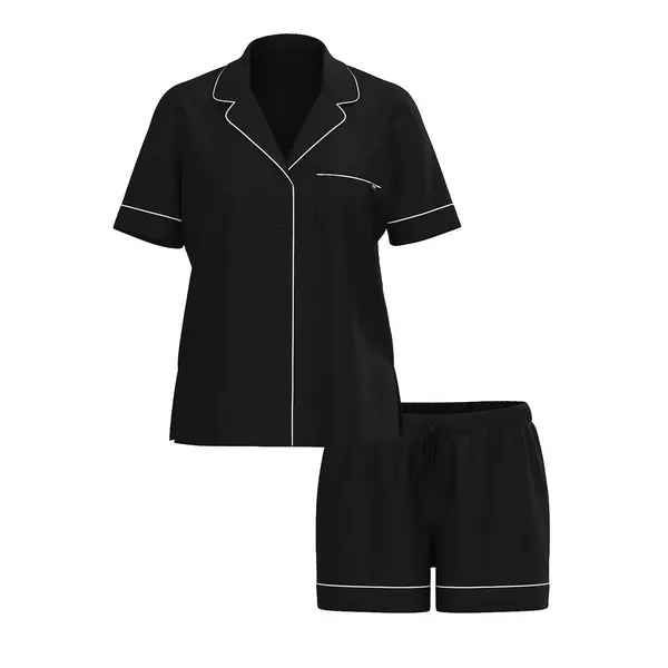 Modal soft short pajama set - black Xs
