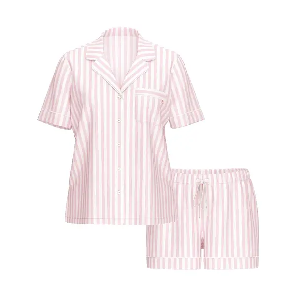 Modal soft short pajama set - pretty blossom stripe Xl