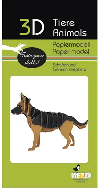 Model 3D din carton pentru asamblare Fridolin - Ciobănesc german