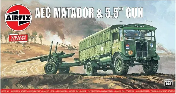 Model asamblabil Airfix Militar: Camioane - Tractor AEK Matador cu tun de 5,5 inch