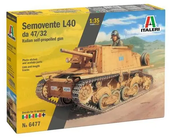 Model asamblabil Italeri Moderne: Trenuri - Tun italian autopropulsat Semovente L40 da 47/32