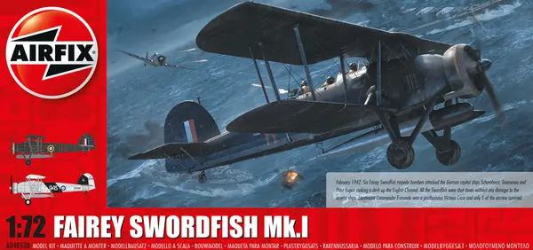 Model asamblat Airfix Militar : Avioane - bombardier britanic cu torpile Fairey Swordfish Mk.I Channel Dash 80th