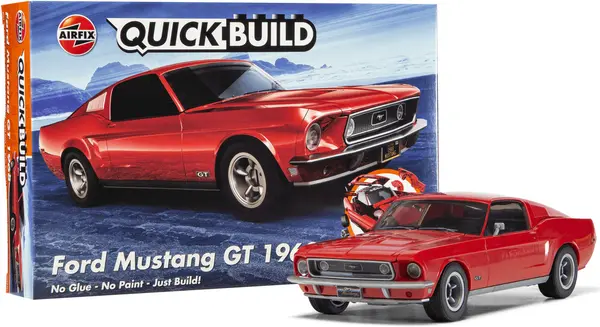 Model asamblat Airfix Modern: mașini - QUICKBUILD Ford Mustang GT 1968 - Asamblare fără lipici