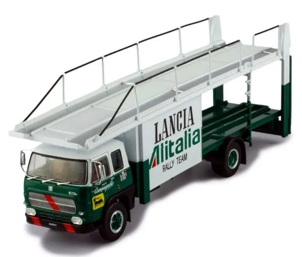 Model colecționar IXO Contemporary: Camioane - Fiat 673 racing transport, verde/alb, Lancia Alitalia racing team, Alitalia, 1976