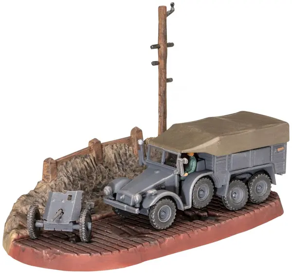 Model de asamblat Revell Militar: Camioane - Krupp Protze Kfz 69 with 3.7cm Pak, 61 piese