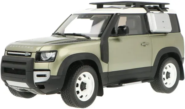 Model de colecție din metal Almost Real Modern: Mașini - Land Rover Defender 90 With Roof Pack (2020) (Pangea Green)